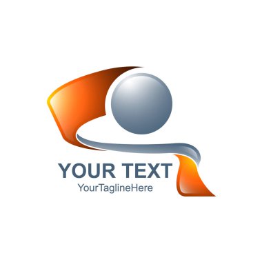Yaratıcı soyut küre şerit vektör logo tasarım şablonu öğesi. Renkli gümüş turuncu kavramı simgesi