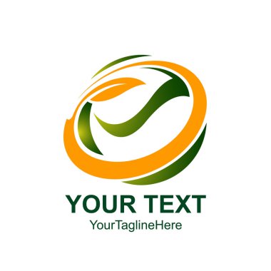 Çember yeşil yaprak ekolojisi doğa element ikonu. Yaprak logosu ve soyut organik yaprak logosu.