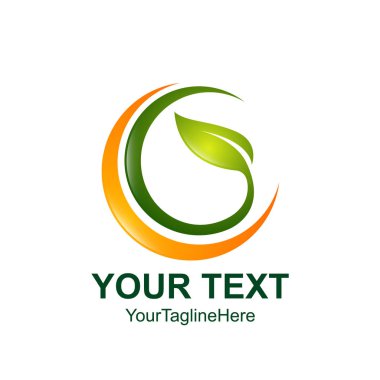 Çember yeşil yaprak ekolojisi doğa element ikonu. Yaprak logosu ve soyut organik yaprak logosu.