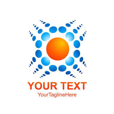 Güneş izole yaz vektör logo tasarım şablonu öğesi. 【Colore sarı mavi güneş sembolü.