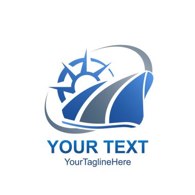 Yaratıcı soyut pusula swoosh vektör logo tasarım şablonu öğesi. Renk gri kavramı mavi kutsal kişilerin resmi