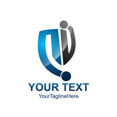 Yaratıcı soyut kalkan vektör logo tasarım şablonu öğesi. Kavramı mavi siyah renkli simge