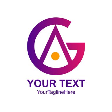 İlk harf Ag veya Galogo tasarım şablonu öğe renkli mor sarı daire iş ve şirket kimliği için