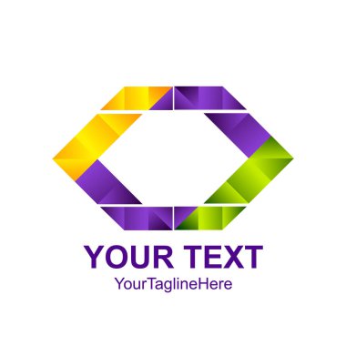 Yaratıcı soyut geometrik altıgen vektör logo tasarım şablonu öğesi. Renkli kavramı simgesi