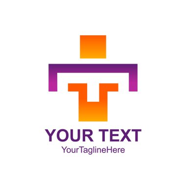 Mektup Ti logo tasarım şablonu öğe renkli kare insan iş ve şirket kimliği için ilk