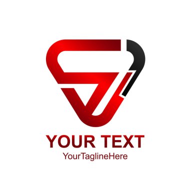 İlk harf Sj logo tasarım şablonu öğe renkli siyah kırmızı üçgen iş ve şirket kimliği için yuvarlak