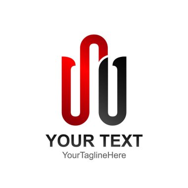 İlk harf W logo tasarım şablonu öğesi kırmızı iş ve şirket kimlik için siyah boyalı