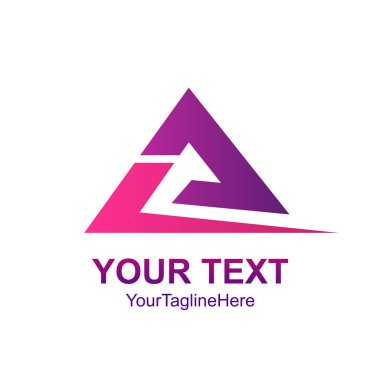 Yaratıcı soyut üçgen swoosh vektör logo tasarım şablonu öğesi. Renkli mor kavramı simgesi