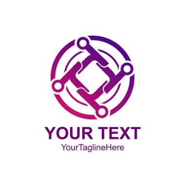 Yaratıcı soyut daire teknoloji vektör logo tasarım şablonu öğesi döndürün. Renkli mor kavramı simgesi