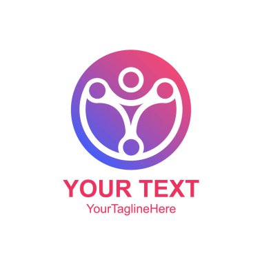 Yaratıcı soyut daire teknoloji insan vektör logo tasarım şablonu öğesi. Renkli mor kavramı simgesi