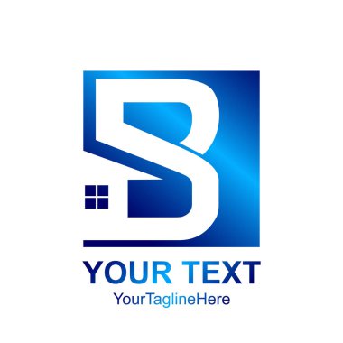 İlk mektup B logo şablonu mavi ev simgesini tasarım iş ve şirket kimliği için renkli