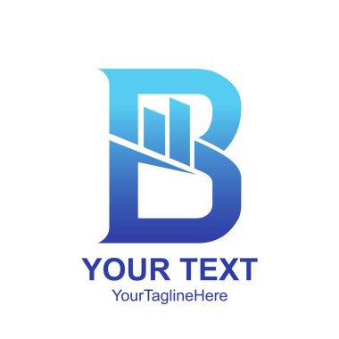 İlk mektup b logo şablonu mavi grafik grafik tasarım iş ve şirket kimliği için renkli