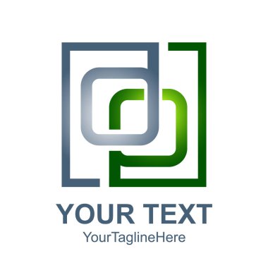 Kare ilk mektup Dp logo tasarım şablonu öğesini gümüş iş ve şirket kimlik için yeşil renkli