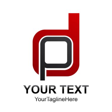 İlk harf Dp veya Pd logo tasarım şablonu öğesi gri iş ve şirket kimliği için kırmızı renkli