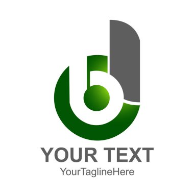 Yuvarlak ilk harfi Bd veya Db logo tasarım şablonu öğesi iş ve şirket kimliği için yeşil gri renkli