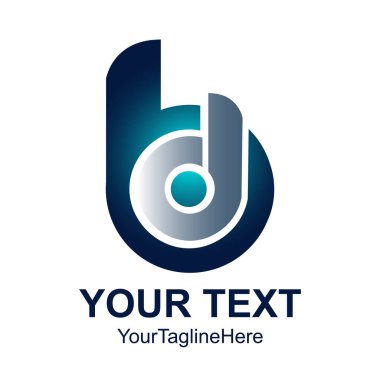 Yuvarlak ilk harfi Bd veya Db logo tasarım şablonu öğesi gümüş iş ve şirket kimliği için mavi renkte