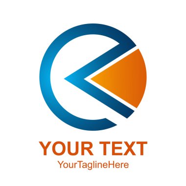 Yaratıcı soyut daire ok vektör logo tasarım şablonu öğesi. Kavramı mavi turuncu renkli simge