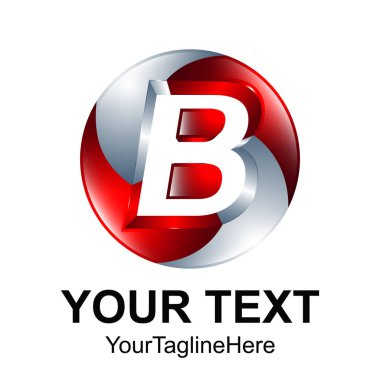 İlk harf B logo tasarım şablonu öğe renkli gümüş kırmızı 3d daire küre iş ve şirket kimliği için negatif boşluk