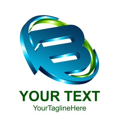 3D ilk mektup B logo tasarım şablonu öğe renkli mavi yeşil daire iş ve şirket kimlik için