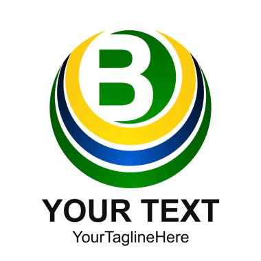 İlk mektup B logo tasarım şablonu öğesini sarı yeşil mavi daire iş ve şirket kimliği için renkli