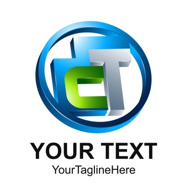 İlk harf Cmt logo tasarım şablonu öğesi gümüş, yeşil, mavi renkli 3d iş için daire ve kimlik Şirket