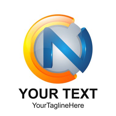 İlk harf Cn logo tasarım şablonu öğe renkli gümüş turuncu mavi daire küre iş ve şirket kimliği için