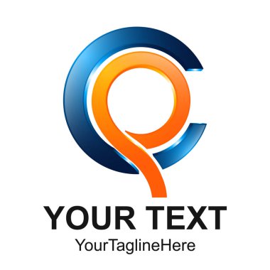 İlk harf Cp logo tasarım şablonu öğe daire turuncu iş ve şirket kimliği için mavi renkte