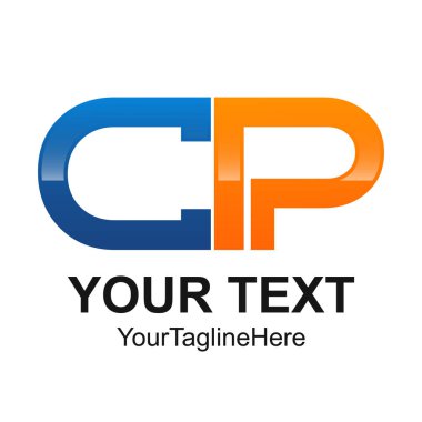 İlk harf Cp logo tasarım şablonu öğesi renkli turuncu mavi iş ve şirket kimlik yuvarlak