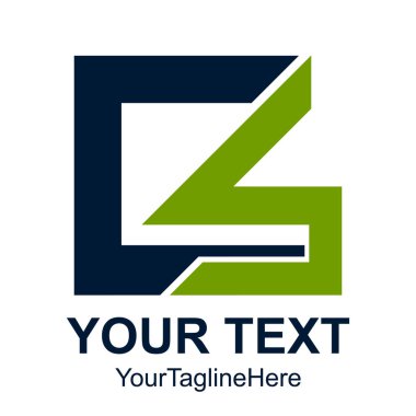 İlk harf Cs logo tasarım şablonu öğe geometrik Meydanı yeşil iş ve şirket kimliği için mavi renkte