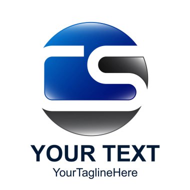 İlk harf Cs logo tasarım şablonu öğesi daire iş ve şirket kimliği için siyah bluel renkli