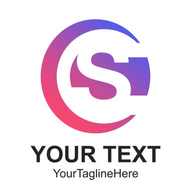 İlk mektup Cs veya S logo tasarım şablonu öğesini daire iş ve şirket kimliği için renkli