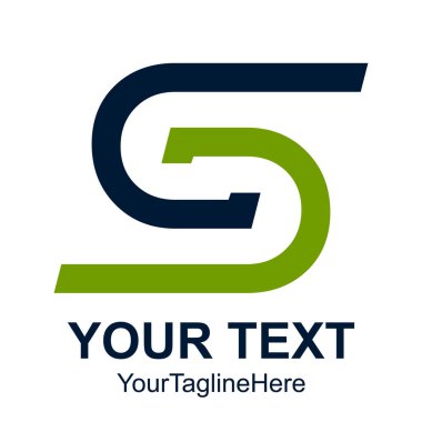 İlk harf S logo tasarım şablonu öğesi koyu mavi iş ve şirket kimliği için yeşil renkli