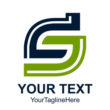 İlk harf S logo tasarım şablonu öğesi koyu mavi iş ve şirket kimliği için yeşil renkli