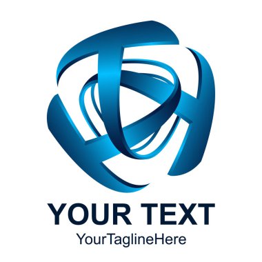 Yaratıcı soyut ilk harfi T vektör logo tasarım şablonu öğesi. Mavi renkte 3d konsept simgesi