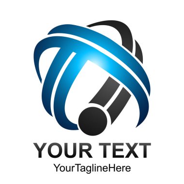 Yaratıcı soyut 3d vektör logo tasarım şablonu öğesi uçabiliyor. Kavramı mavi siyah renkli simge