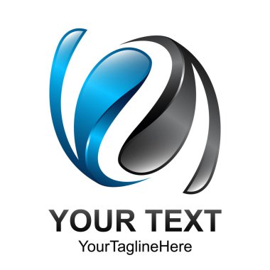 Yaratıcı soyut 3d vektör logo tasarım şablonu öğesi uçabiliyor. Kavramı mavi siyah renkli simge