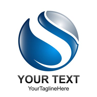 Yaratıcı soyut 3d küre vektör logo tasarım şablonu öğesi. Kavramı mavi gümüş renkli simge