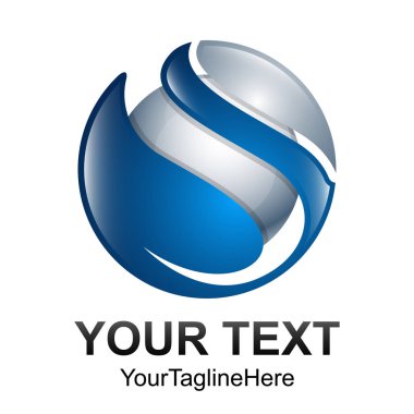 Yaratıcı soyut 3d küre vektör logo tasarım şablonu öğesi. Kavramı mavi gümüş renkli simge