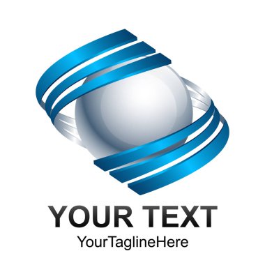 Yaratıcı soyut 3d daire swoosh küre vektör logo tasarım şablonu öğesi. Kavramı mavi gümüş renkli simge