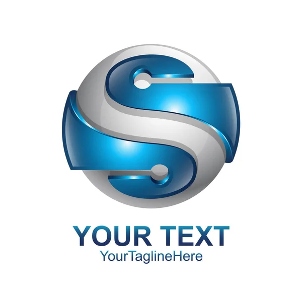 Betű Logo Design Sablon Színű Ezüst Kék Kör Gömb Kialakítása — Stock Vector
