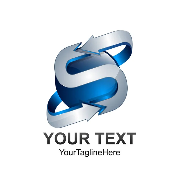 Lettre Modèle Conception Logo Couleur Argent Cercle Bleu Conception Flèche — Image vectorielle