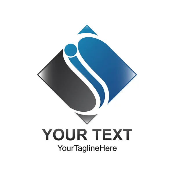 Bokstaven Logotyp Formgivningsmall Färgade Svart Blå Fyrkantig Design För Företag — Stock vektor
