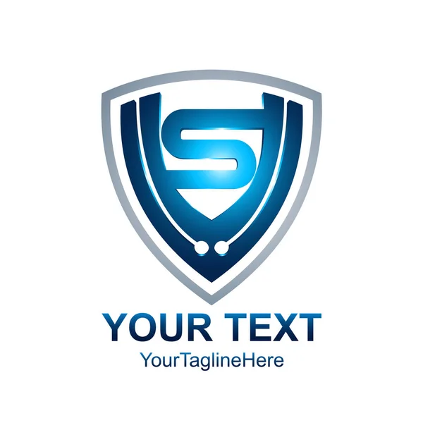 Letter Logo Ontwerpsjabloon Gekleurd Zilver Blauw Schild Ontwerp Voor Identiteit — Stockvector