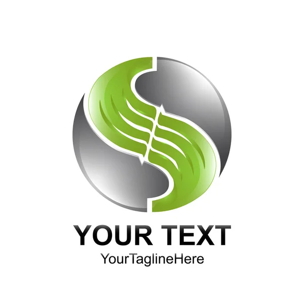 Letter Logo Design Template Colored Green Grey Circle Design Business — Stock Vector