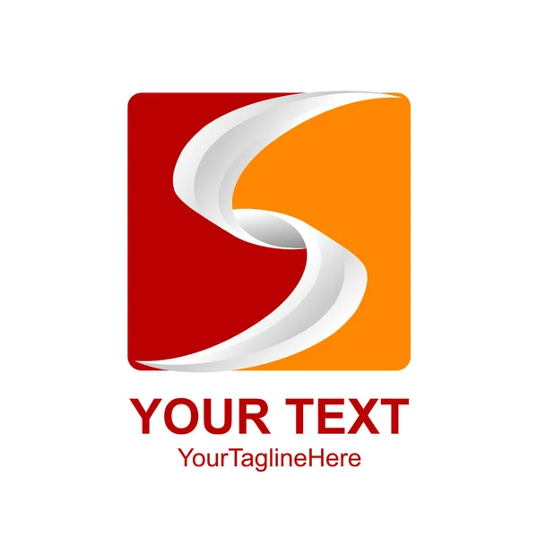 Carta Modelo Design Logotipo Colorido Vermelho Amarelo Quadrado Swoosh Design — Vetor de Stock