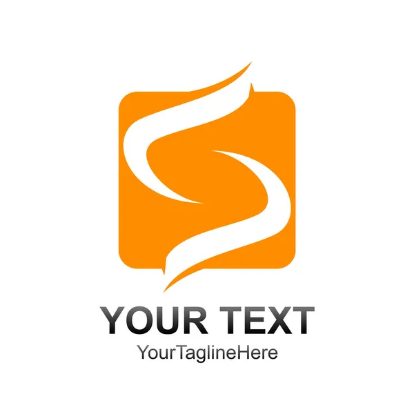Mektup Logo Tasarım Şablonu Renkli Sarı Kare Dalga Swoosh Çizmek — Stok Vektör