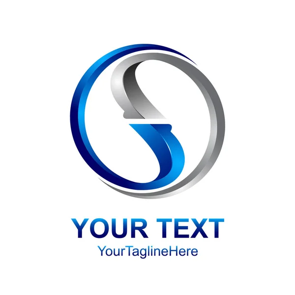 Letter Logo Design Template Colored Silver Blue Circle Design Business — Stock Vector