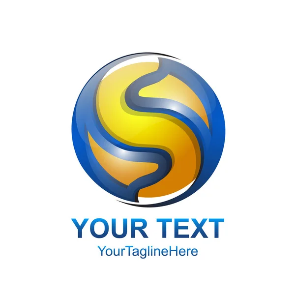 Betű Logo Design Sablon Színű Sárga Kék Kör Gömb Kialakítása — Stock Vector