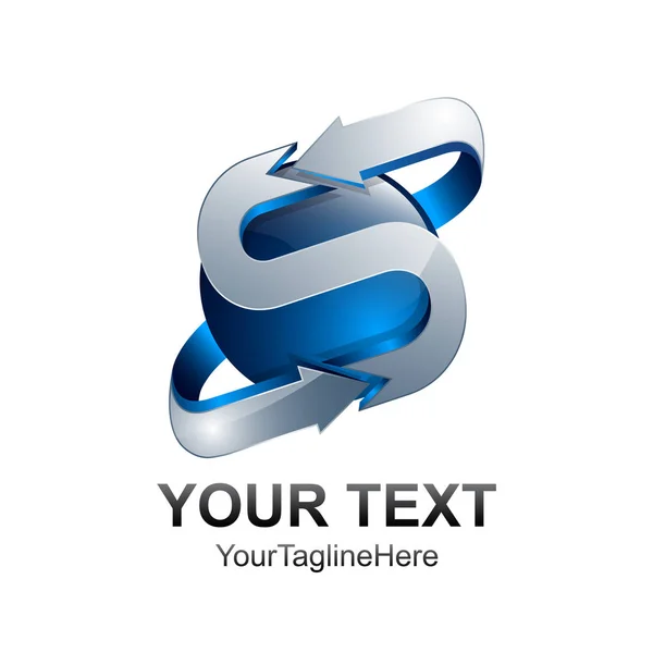 Lettre Modèle Conception Logo Couleur Argent Bleu Sphère Conception Flèche — Image vectorielle