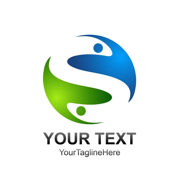 Harfi Logo Tasarım Şablonu Mavi Yeşil Yin Yang Tasarım Şirket — Stok Vektör